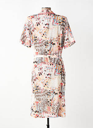 Rochie midi imprimeu fantezie mâneci scurte roz GUY DUBOUIS femeie