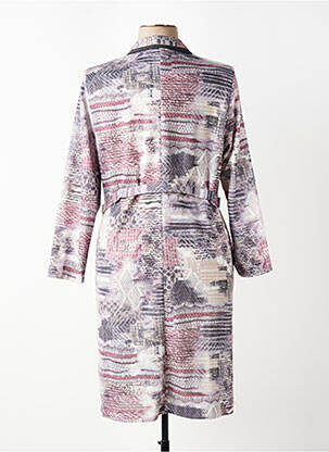Rochie midi imprimeu fantezie mâneci lungi gri GUY DUBOUIS femeie