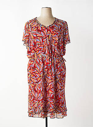 Rochie midi croială fluidă mâneci scurte portocaliu CHRISTINE LAURE femeie