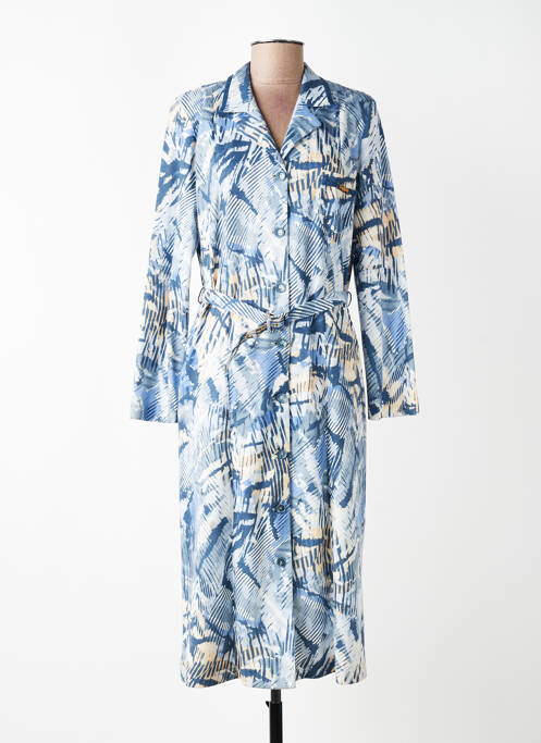 Rochie midi imprimeu fantezie mâneci lungi albastru GUY DUBOUIS femme