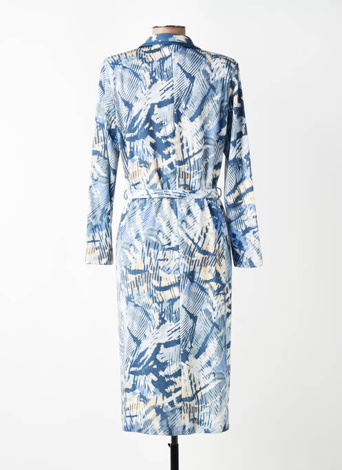 Rochie midi imprimeu fantezie mâneci lungi albastru GUY DUBOUIS femme