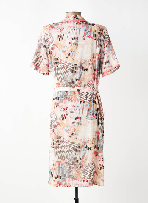 Rochie midi imprimeu fantezie mâneci scurte roz GUY DUBOUIS femme
