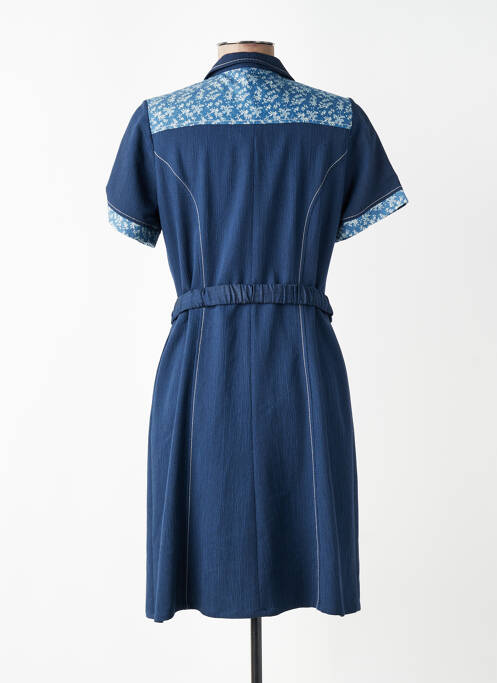 Rochie midi țesătură crep mâneci scurte albastru GUY DUBOUIS femme