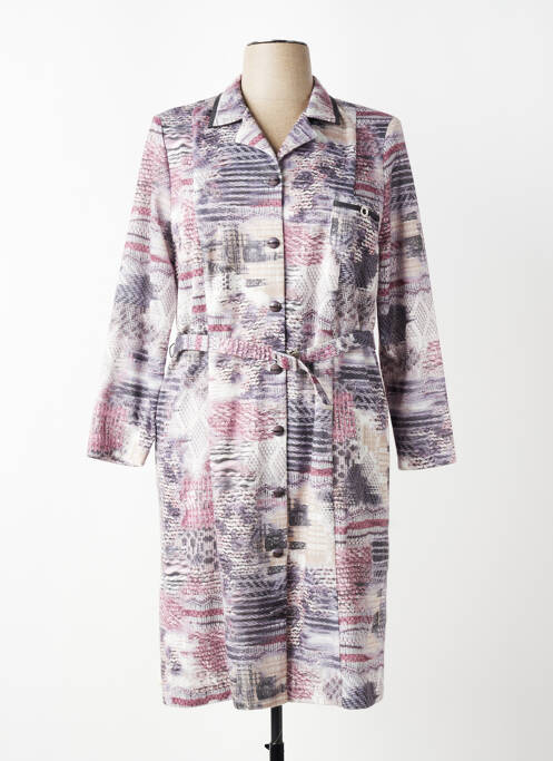 Rochie midi imprimeu fantezie mâneci lungi gri GUY DUBOUIS femme