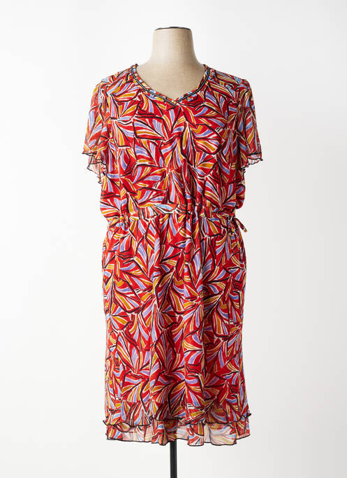 Rochie midi croială fluidă mâneci scurte portocaliu CHRISTINE LAURE femme
