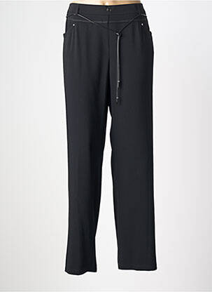 Pantalon larg țesătură poplin mărime normală negru CHRISTINE LAURE femeie