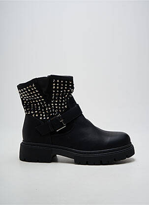 Botine/ghete țesătură satinată toc de 4 la 6 cm negru SUPER MODE femeie