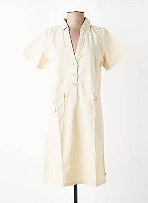 Rochie midi mâneci scurte mâneci scurte bej TBS femeie