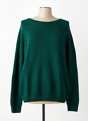Pulover guler rotund mâneci lungi verde TBS femeie
