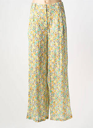 Pantalon evazat talie elastică galben INDI & COLD femeie