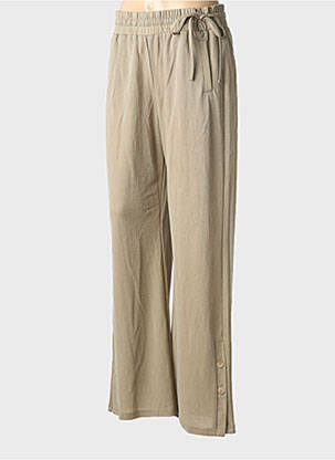Pantalon drept talie elastică bej YAYA femeie