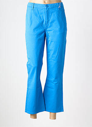Pantalon drept închidere cu fermoar sub clapetă cu nasturi albastru HAPPY femeie