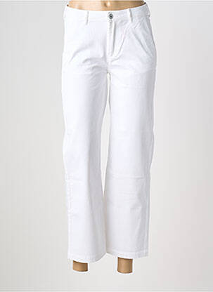 Pantalon 7/8 închidere cu fermoar sub clapetă cu nasturi alb HAPPY femeie