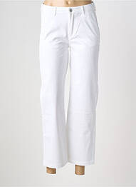 Pantalon 7/8 închidere cu fermoar sub clapetă cu nasturi alb HAPPY femme