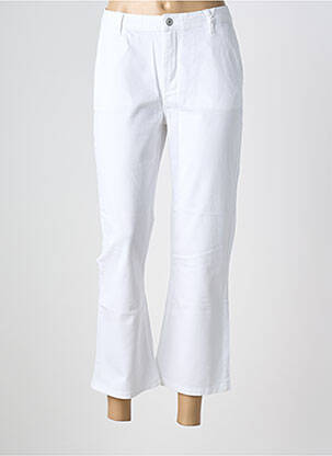 Pantalon drept închidere cu fermoar sub clapetă cu nasturi alb HAPPY femeie