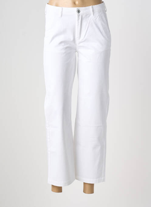 Pantalon 7/8 închidere cu fermoar sub clapetă cu nasturi alb HAPPY femme