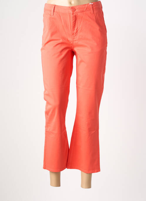 Pantalon drept închidere cu fermoar sub clapetă cu nasturi portocaliu HAPPY femme