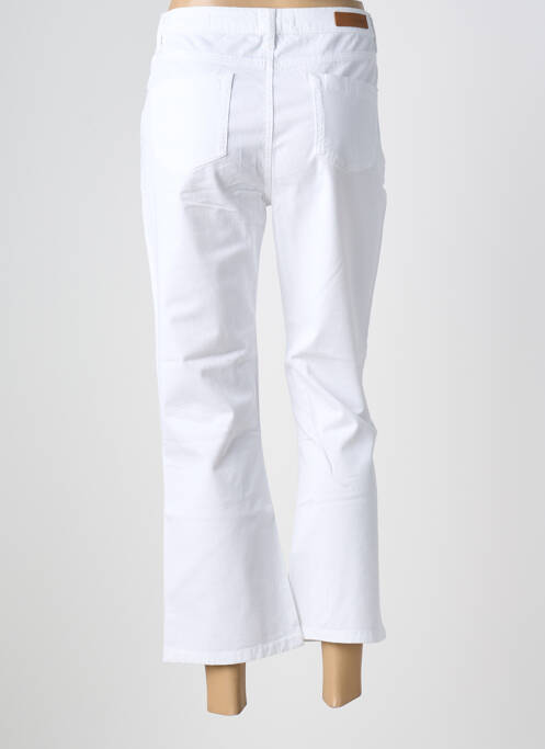 Pantalon drept închidere cu fermoar sub clapetă cu nasturi alb HAPPY femme