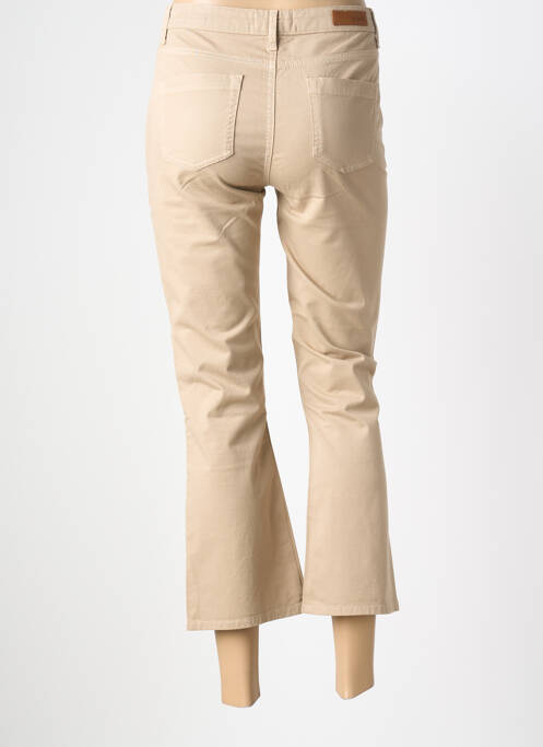 Pantalon drept închidere cu fermoar sub clapetă cu nasturi bej HAPPY femme