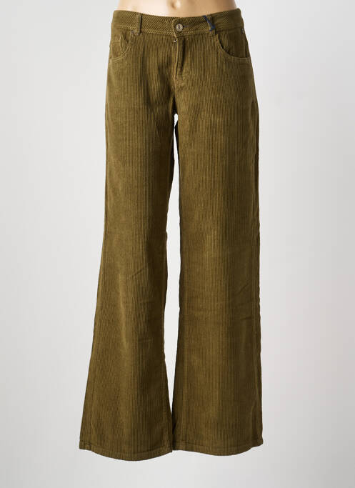 Pantalon larg închidere cu fermoar sub clapetă cu nasturi mărime normală verde FREEMAN T.PORTER femme