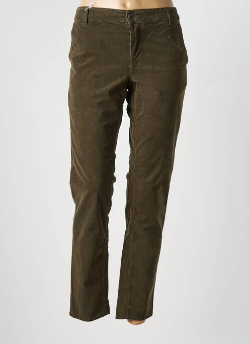 Pantalon chino închidere cu fermoar sub clapetă cu nasturi mărime normală verde HAPPY femme
