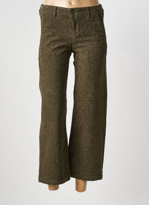 Pantalon 7/8 elasticitate mărime normală verde HAPPY femme