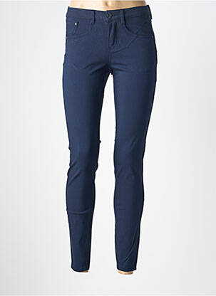 Pantalon slim țesătură poplin mărime normală albastru CREAM femeie