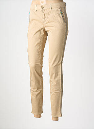 Pantalon chino țesătură poplin mărime normală bej HAPPY femme