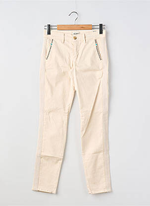 Pantalon chino țesătură poplin mărime normală bej HAPPY femeie