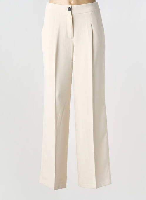 Pantalon larg țesătură poplin mărime normală bej YAYA femme