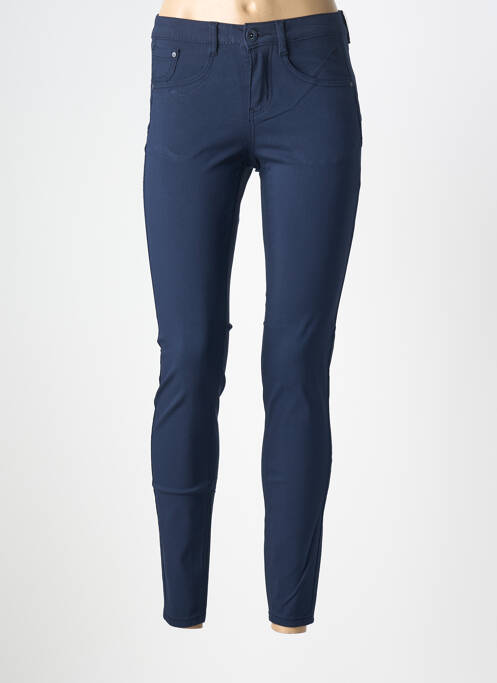 Pantalon slim țesătură poplin mărime normală albastru CREAM femme