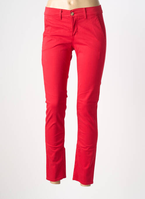 Pantalon chino închidere cu fermoar sub clapetă cu nasturi mărime normală roșu HAPPY femme