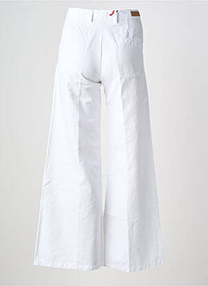 Pantalon larg țesătură poplin mărime normală alb HAPPY femeie