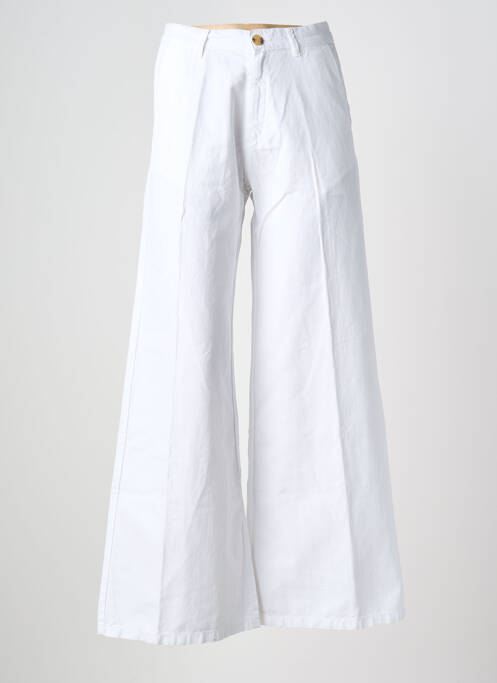 Pantalon larg țesătură poplin mărime normală alb HAPPY femme