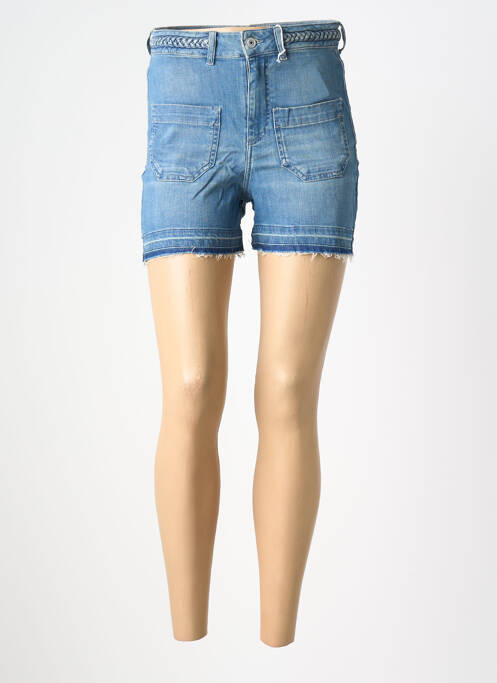 Șort țesătură denim talie înaltă albastru HAPPY femme