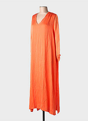 Rochie lungă mâneci lungi mâneci lungi portocalie ME369 femeie