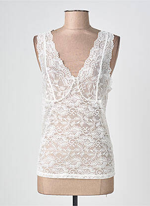 Top croială cambrată fără mâneci alb CREAM femme