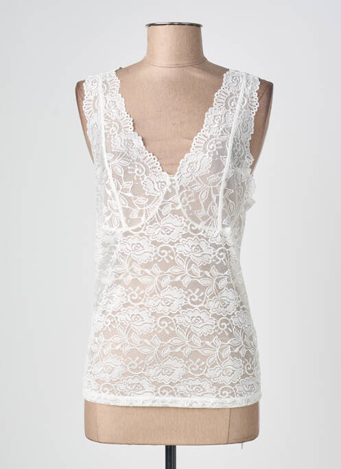 Top croială cambrată fără mâneci alb CREAM femme