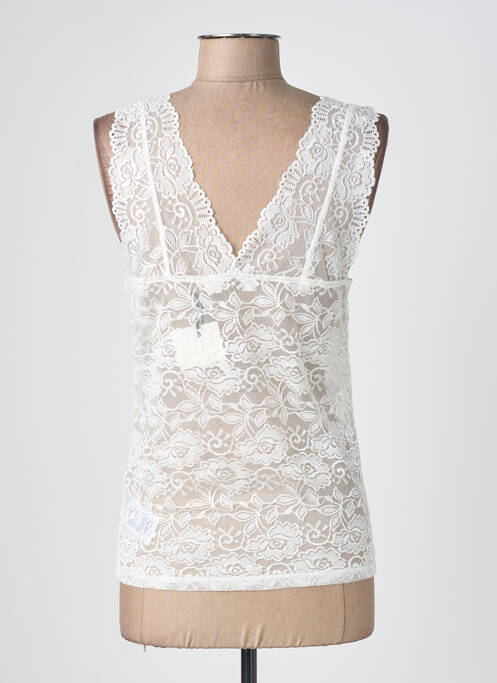 Top croială cambrată fără mâneci alb CREAM femme
