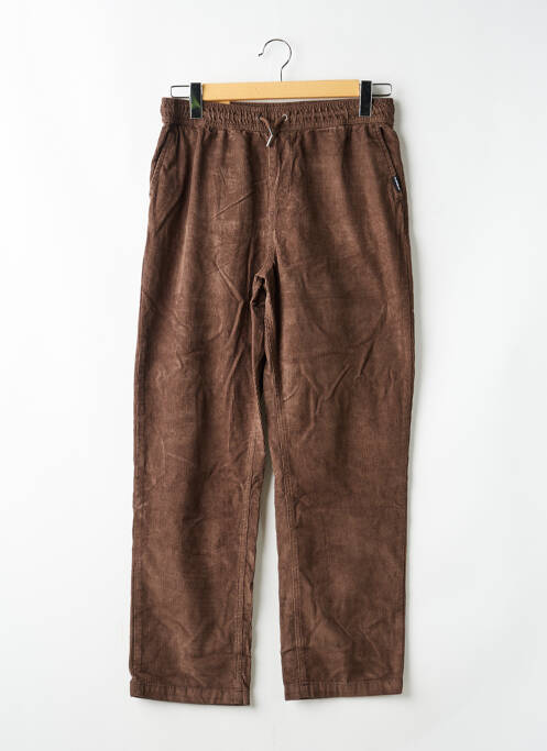 Pantalon drept închidere cu legături de legat talie elastică maro QUIKSILVER garcon