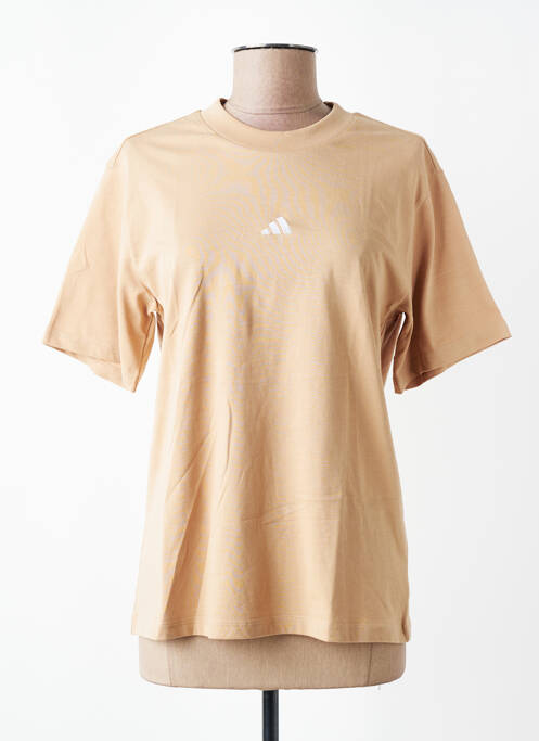 Tricou serigrafie mâneci scurte maro ADIDAS femme