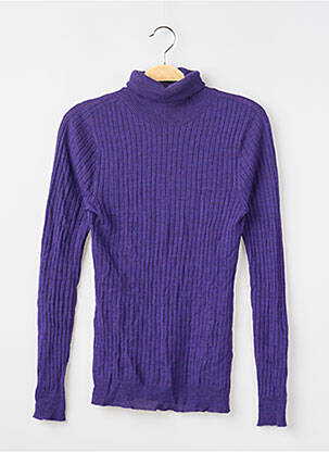 Pulover cu guler înalt țesătură ripsată mâneci lungi violet LA PETITE FRANCAISE femeie