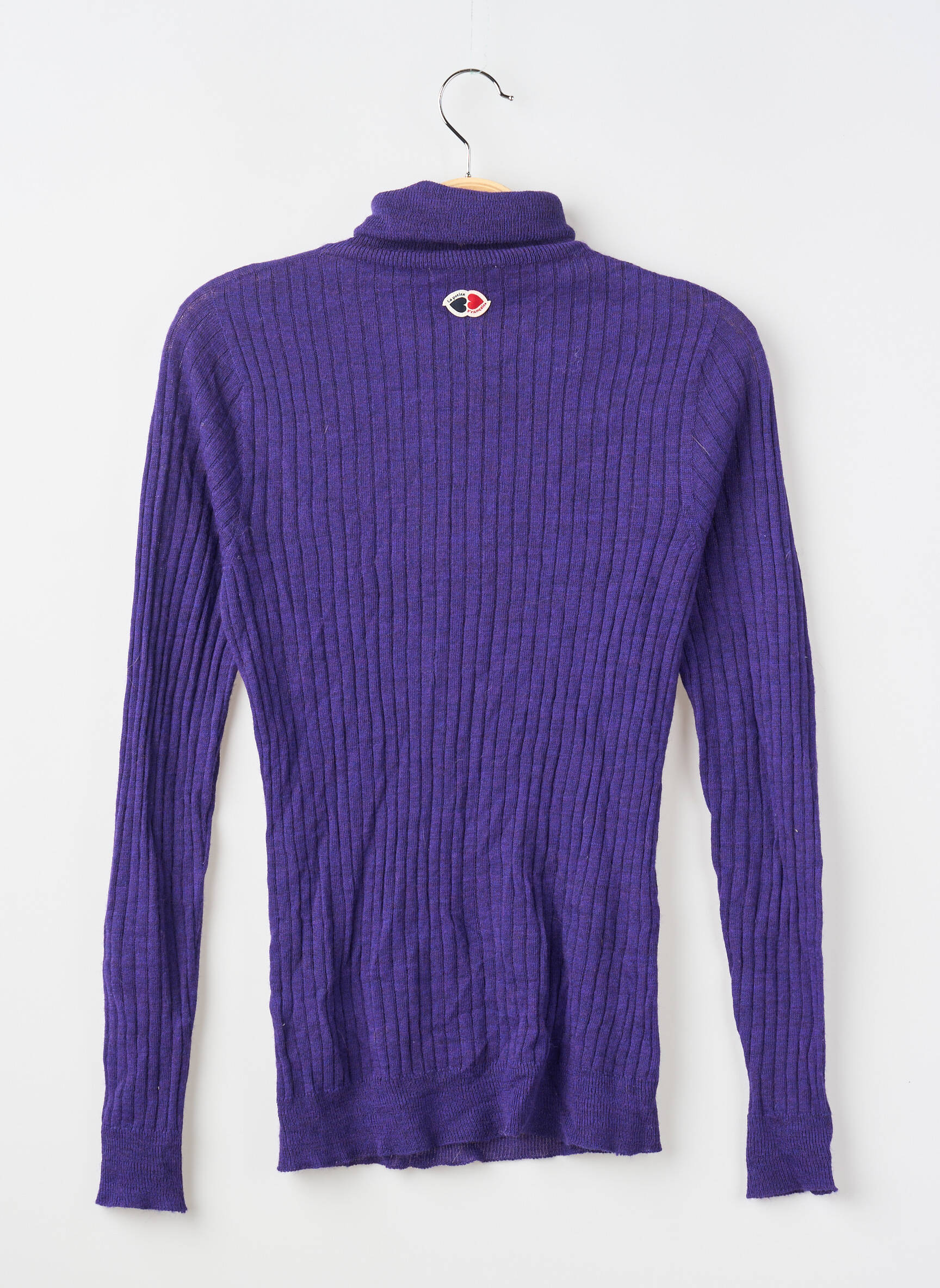 Pulover cu guler înalt țesătură ripsată mâneci lungi violet LA PETITE FRANCAISE femeie