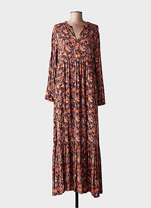 Rochie lungă mâneci lungi mâneci lungi portocalie INDI & COLD femeie