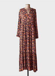 Rochie lungă mâneci lungi mâneci lungi portocaliu INDI & COLD femeie