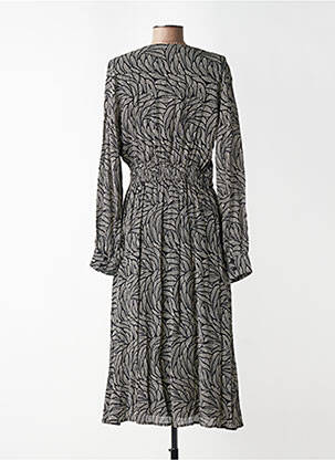 Rochie midi imprimeu fantezie mâneci lungi negru IDANO femeie