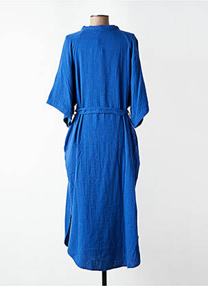Rochie lungă țesătură crep mâneci 3/4 albastru ZILCH femeie