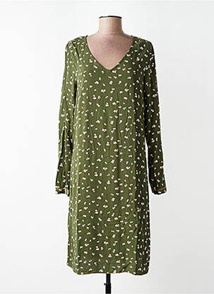 Rochie midi imprimeu floral mâneci lungi verde YERSE femeie