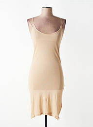 Rochie midi guler rotund bretele subțiri bej AMERICAN VINTAGE femme