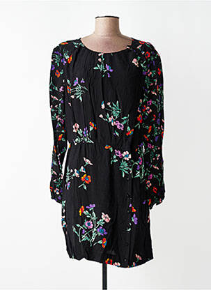Rochie midi imprimeu floral mâneci lungi negru IDANO femeie